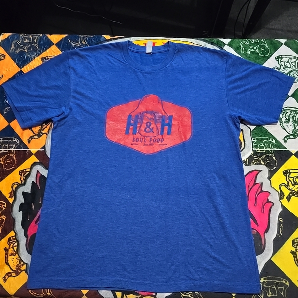 H&H SOUL FOOD Graphic T-shirt LARGE Blue